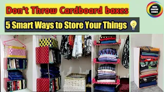 5 Space Saving Closet Organizer ideas from waste Cardboard boxes/ 5 DIY Wardrobe Organization Ideas