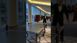 Roger Federer playing table tennis with Diego Schwartzman 🏓💥