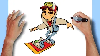 how to DRAW JAKE from SUBWAY SURFERS game - como DESENHAR o JAKE do jogo SUBWAY SURFERS