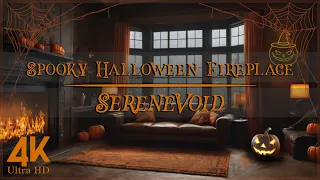 [4K] Halloween Ambience Special | Relaxing by the Fireplace in a Spooky Rainstorm | 3 Hour Video