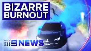 Gender reveal stunt ends with car engulfed in flames | Nine News Australia