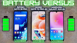 VERSUS BATTERY Infinix Note 30 Pro vs Redmi Note 12 Pro 4G vs Samsung Galaxy A24 4G, Siapa TERBADAK?