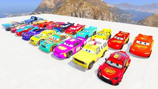 GTA 5 Spiderman Cars 3 DisneyCars Lightning McQueen, Cruze Ramirez Mega Ramp Jump In Water Ep.58