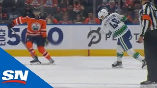 Nic Petan Tips Elias Pettersson Shot Perfectly Past Mike Smith To Tie The Game