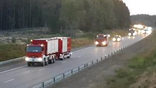 Polish firefighters travelling thru Sweden to fight wildfires up north july 21 2018