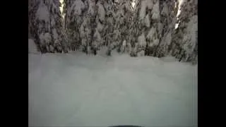 Stevens Pass Bluebird Powder Day with "Sending it" Steve - cliff drops and trees - HD
