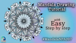 Mandala Drawing with easy steps : Botanical Style ~ MandalaNPA097