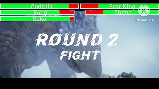 Godzilla, Kong, Mothra and Suko vs Scar King and Shimo with healthbars War Fight GxK: The New Empire