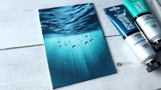 How to paint underwater 🌊 | Acrylic painting tutorial for beginners / mini canvas painting