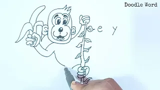 EASY! Use Word MONKEY to Draw Monkey Drawing | How to draw Monkey