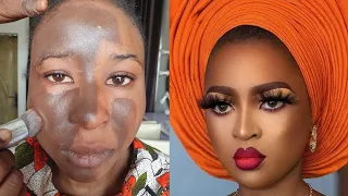 BOMB 💣🔥😱 NIGERIAN😳BRIDAL GELE AND MAKEUP TRANSFORMATION💄MAKEUP TUTORIAL