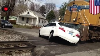 Train crashes into car: Fatal accident captured on video by Kentucky trainspotters