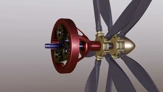 Contra rotating propellers with a planetary gearbox