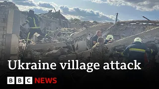 Russian strike on village kills at least 51 people in north-east Ukraine - BBC News