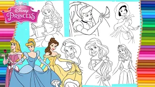 Coloring Princess Jasmine Aurora Belle Cinderella Snow White - Coloring Pages for kids