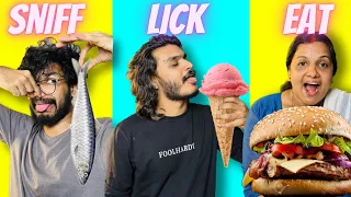 EAT vs LICK vs SNIFF eating challenge 🤩 | with mom