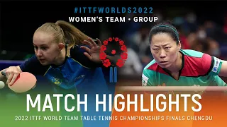 Highlights | Matilda Hansson (SWE) vs Fu Yu (POR) | WT Grps | #ITTFWorlds2022