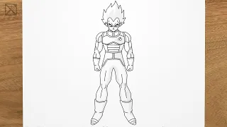 How to draw VEGETA full body (Dragon Ball Super) step by step, EASY