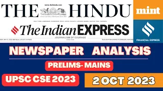 UPSC CSE CURRENT AFFAIRS | 2 Oct 2023  - The Hindu + Financial Express + The Mint  #upsc