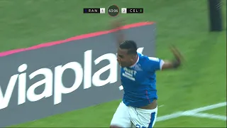 Alfredo Morelos scores for Rangers v Celtic in Viaplay Cup final