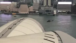 Chopper Taking Off From Helipad at The Convention And Exhibition Centre