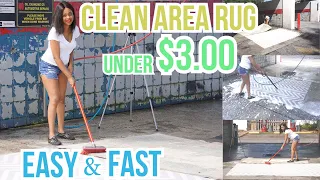 HOW TO CLEAN YOUR AREA RUG FOR UNDER $3 / EASIEST WAY TO CLEAN AN AREA RUG / RUG CLEANING / DIY/SAHM