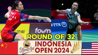 Han Yue (CHN) VS Beiwen Zhang (USA) Badminton Indonesia Open 2024