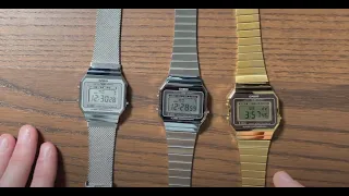 Casio A700 models compared (A700WEM, A700WE, A700WEG)