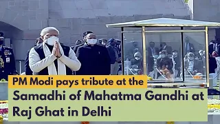 PM Modi pays tribute at the Samadhi of Mahatma Gandhi at Raj Ghat in Delhi | PMO