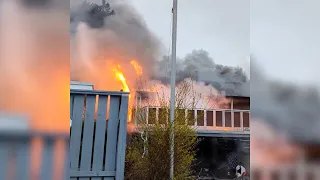 Dramatic video shows an abandoned house on fire in Vancouver