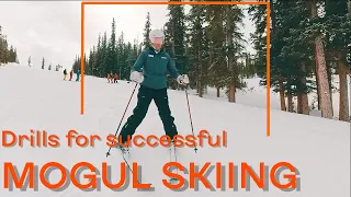 How to ski in a moguls course (Wedge turn into edging) Mogul skiing Lesson10