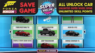 Forza Horizon 5 Save Game with All Unlock Car, Unlimited Super Wheel Spins, Unlimited Skill