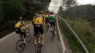 Riding with Primoz Roglic and Jumbo-Visma team during winter TrainingCamp