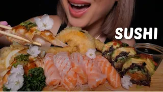 SUSHI ASMR *911 Roll with Black Rice, Salmon Belly Sashimi, Aburi Nigiri with Crunchy Tempura | N.E