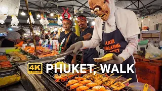 Phuket Walking Tour 4K HDR | Kata Night Street Food Market | Phuket, Thailand