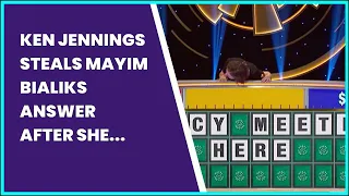 KEN JENNINGS STEALS MAYIM BIALIKS ANSWER AFTER SHE BLOWS UP THE CELEBRITY WHEEL PUZZLE