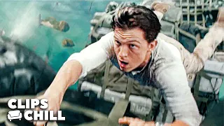 Tom Holland Has A Fight On The Plane | Uncharted (Mark Wahlberg)
