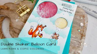 Double Shaker Ballon Card | Copic Coloring | Lawn Fawn