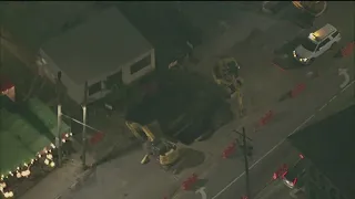 Sinkhole, water main break closes lanes in Buckhead