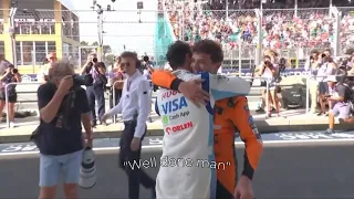 Drivers congratulating Lando after his first win | F1 Miami Grand Prix