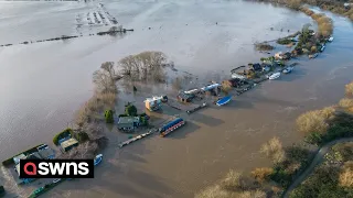 Aerials show flooding along the River Trent | SWNS