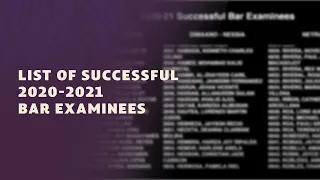 List of Successful 2020-2021 Bar Examinees