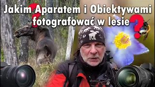 Jakim aparatem 📸  i obiektywami fotografuje w lesie 🌳 sasanki łosie i żurawie