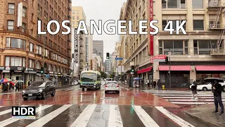 Rainy Los Angeles - Downtown Skidrow to Bel Air - Scenic Drive 4K HDR - USA