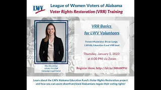 Alabama Voter Rights Restoration Basic Training for LWV Members and Volunteers