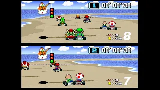 Super Mario Kart SNES All Cups 150cc 2 player 60fps