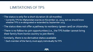 TPS 101 for Afghans: Introduction to TPS