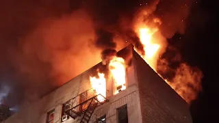 FDNY BATTLES HUGE 3rd Alarm FIRE in The Bronx. FDNY fights fast spreading cockloft FIRE.