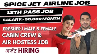 Spice Jet Airlines 12th Pass Cabin Crew / Airhostess Job | Fresher | Male & Female #airlines #crew