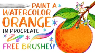 Free Procreate Brushes: Paint a Watercolor Orange + Rainbow Magic!
